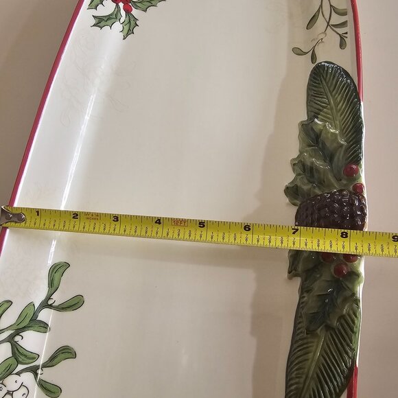 Heritage Rectangular Serving Platter 14.5" Christmas holiday pinecone charcuteri - Picture 7 of 10